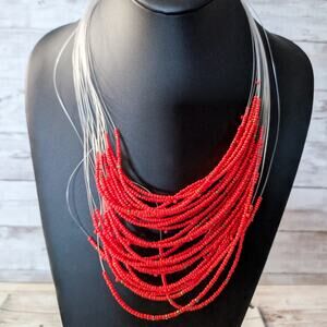 Chloe Accessory - Red Necklace - Cords Are Bent